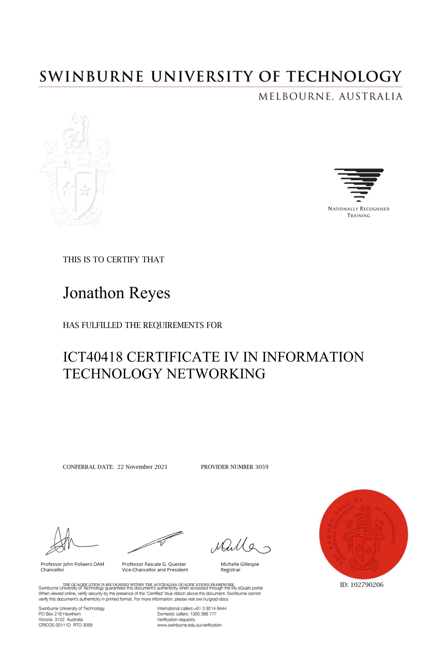 Certificate IV in Networking - Swinburne